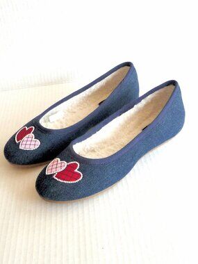 TALBOTS DENIM BALLET FLATS SIZE 7 HEARTS